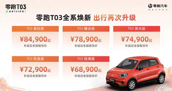 入门款也有体面 2022款零跑T03售6.89-8.49万