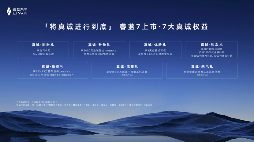 睿蓝7正式上市售11.77万起 605km续航/配激光雷达
